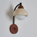 Ljojo LED Wall Lights Bathroom Decor Pull Chain Switch Black Iron Yellow Travertine