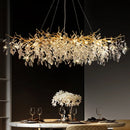 Ljojo Crystal Branch Chandelier Luxe LED Pendant Light Fixture - Modern Luxury Bedroom Dining Room Lighting