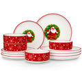 Ljojo 12/30 Pc Christmas Dinnerware Set: Christmas Tree Ceramic Plate, Dinner/Dessert/Soup/Bowl/Mug