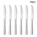 Ljojo 24-Piece Stainless Steel Silver Cutlery Set for Family, Hotel, and Restaurant