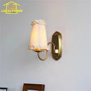 French Design Medieval Gold Lustre Wall Lamp LED E14 by Ljojo - Retro Fabric Art Decor Bedroom Background