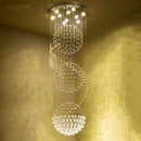 Ljojo Long Spiral LED Chandelier for Modern Dining Room & Living Spaces