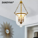 Retro Candle Chandelier Modern LED Pendant Light Stylish Decor for Bedroom Living Room - Ljojo