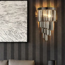 Ljojo Luxury Gold Smoky Gray Crystal Wall Sconce - Modern LED Bedside Light