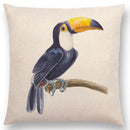 Birds Painting Cushion Cover - Ljojo Collection: Robin, Titmouse, Toucan, Sparrow, Firecrest, Cardinal, Bullfinch