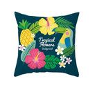 Flamingo Flower Rainforest Cushion Cover with Tropical Plant Animal Pattern by Ljojo