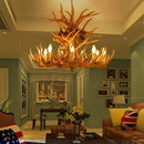 Retro Antler Hanging Lamp Vintage Deer Chandelier Luminaria for Living Room by Ljojo