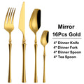Ljojo 24-Piece Gold Stainless Steel Cutlery Set Flatware Knife Fork Spoon Mirror Matte