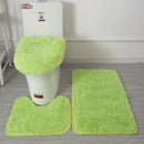 Ljojo 3 Piece White Bathroom Rugs Sets Non-Slip Bath Mats Lid Cover Contour Mat