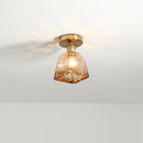 Ljojo Modern Amber Glass LED Ceiling Lights with Copper Socket for Home Decoration