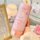 Ljojo 380ml Stainless Steel Vacuum Flask with Straw - Cute Thermal Insulation Water Bottle