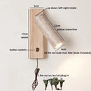 Ljojo LED Wall Light Indoor Up Down Rotate Yellow Travertine Wood Reading Lamp