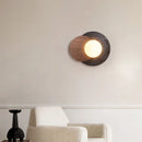 Ljojo Luxury LED Wall Light Black Travertine Glass Wood Japan Style Bedside Lamp