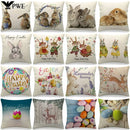 Easter Bunny Eggs Printed Pillow Covers 45x45cm - Ljojo Easter Decorations