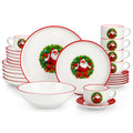 Ljojo 12/30 Pc Christmas Dinnerware Set: Christmas Tree Ceramic Plate, Dinner/Dessert/Soup/Bowl/Mug