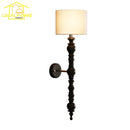 French Medieval Solid Wood Walnut/Black Wall Lamp LED E27 for Living Room by Ljojo