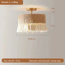 Vintage Hemp Rope Pendant Light LED Chandelier for Bedroom Restaurant by Ljojo