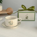 Ljojo Lily of The Valley Ceramic Coffee Cup Saucer Set Luxury Tea Mocha Milk Cup