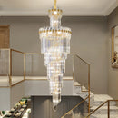 Ljojo Luxury Crystal Chandelier with Rotating Hollow Design for Duplex Villa Hall