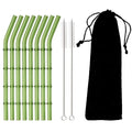 Ljojo 11Pcs Green Glass Straws Set with Brush - High Borosilicate Drinkware