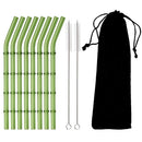 Ljojo 11Pcs Green Glass Straws Set with Brush - High Borosilicate Drinkware