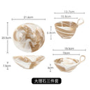 Ljojo Marble Pattern Ceramic Bowl with Handle, Set of 4