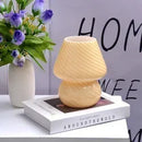Glass LED Desk Light Mushroom Table Lamp Ljojo Korean Style Striped Bedside Lamp