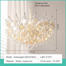 French Medieval Pink Shell Crystal Led Chandeliers Romantic Living Room Decor Pendant Lights