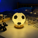 Football Solid Wood Glass Table Lamp Study Decor LED Bedroom Bedside Creative Ambient Lamp by Ljojo