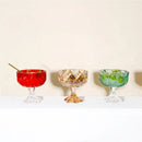 Ljojo 276ml Rhomboid Crystal Glass Cup for Desserts, Ice Cream, Milkshakes