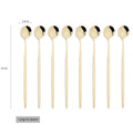Ljojo Long Handle Ice Spoon Set, Stainless Steel Black Gold Cutlery Dinnerware