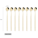 Ljojo Long Handle Ice Spoon Set, Stainless Steel Black Gold Cutlery Dinnerware