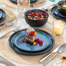 Ljojo 18-Piece Blue Reactive Glaze Stoneware Dinnerware Set - Microwave Safe