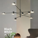 Ljojo Modern Rotate LED Chandelier for Living Room Dining Office Black Pendant Lights
