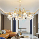 American Iron Chandelier Living Room Light | Retro Bedroom Crystal Hanging Lamp by Ljojo