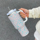 Ljojo 40oz Diamond Thermos Cup Stainless Steel Vacuum Flask Insulated Thermal Water Bottle