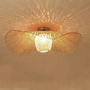Bamboo Wooden Straw Hat LED Pendant Light Chandelier for Living Room Home Decoration
