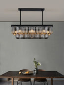 Nordic Luxury K9 Crystal Rectangle Chandelier Smoky Gray Hanging Light - Ljojo