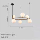 Nordic Glass Ball Ring Chandelier Pendant Lamp for Living Room by Ljojo