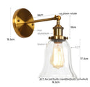 Ljojo Loft Rustic Clear Glass LED Wall Light - Industrial Style Iron Wall Lamp