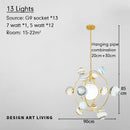 Ljojo LED Glass Ball Chandelier Earth Pendant Lamp - Artistic Circular Hanging Lights