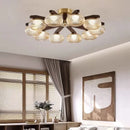 Italian All Copper Walnut Medieval Style Ceiling Light Glass Lamp by Ljojo