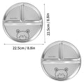 Ljojo 304 Stainless Steel Round Dinner Plate 3 Compartments Stackable Fruit Salad Plates
