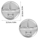 Ljojo 304 Stainless Steel Round Dinner Plate 3 Compartments Stackable Fruit Salad Plates