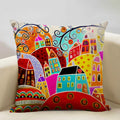 Hand-Painted Retro Country Linen Cushion Cover by Ljojo