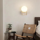 Ljojo Mini LED Wall Light White Glass Sconce with Natural Stone - Bedroom, Stairs, Aisle, Parlor