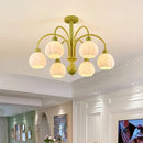 Modern Glass Pumpkin Chandelier for Dining Room Living Room Bedroom Hanging Lamp by Ljojo