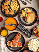 Ljojo 28pcs Plastic Tableware Set: Plate, Bowl, Cup, Cutlery - Reusable for Home, Hotel, Party