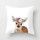 Cute Animals Print Decor Pillowcase by Ljojo - Pink Flower Theme