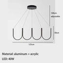 LED Hanging Lamp Modern U Shape Metal Stylish Minimalist Chandelier by Ljojo